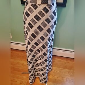 Vintage Black and White Geometric Women's Skirt